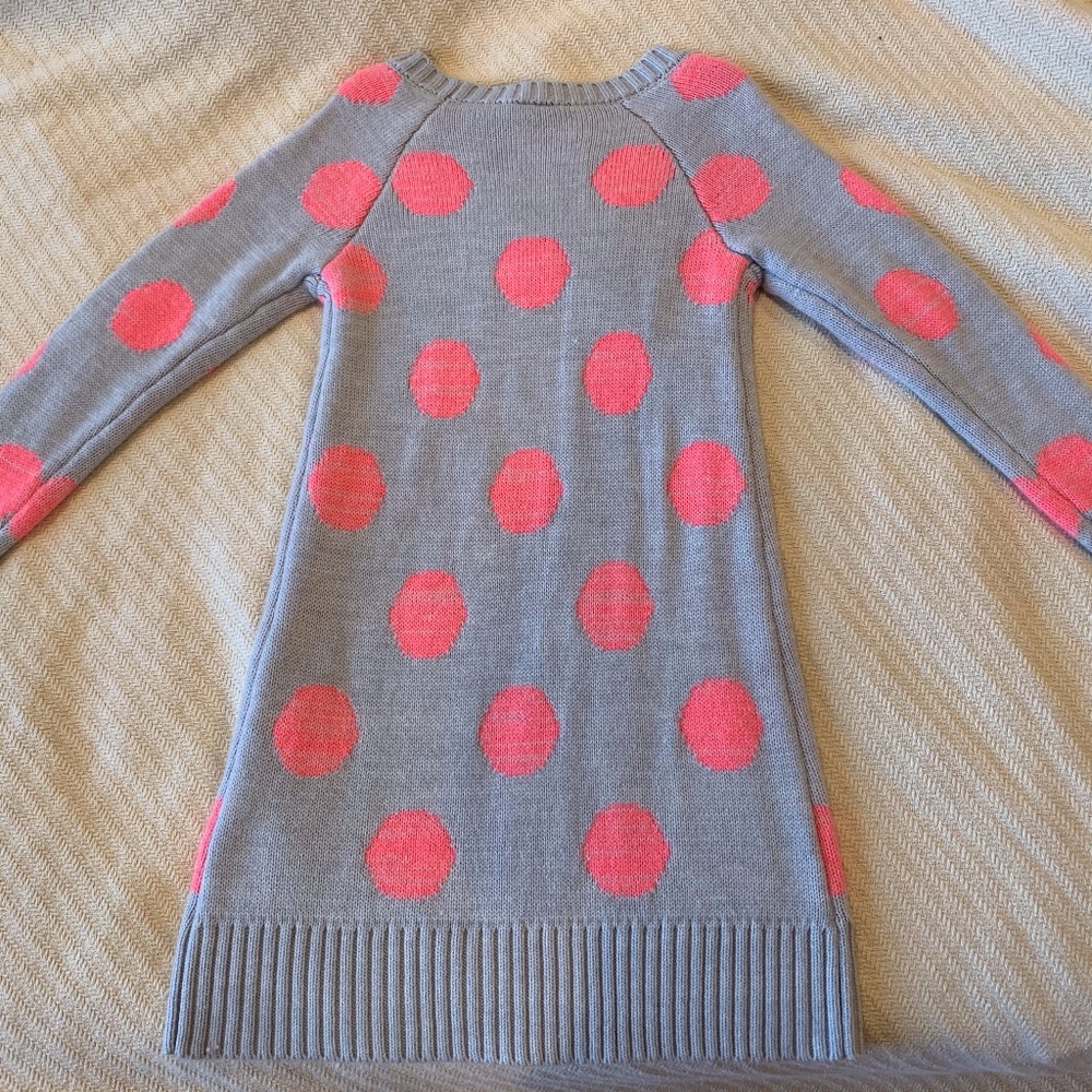 Gymboree Pink & Gray Polka Dot Sweater Dress